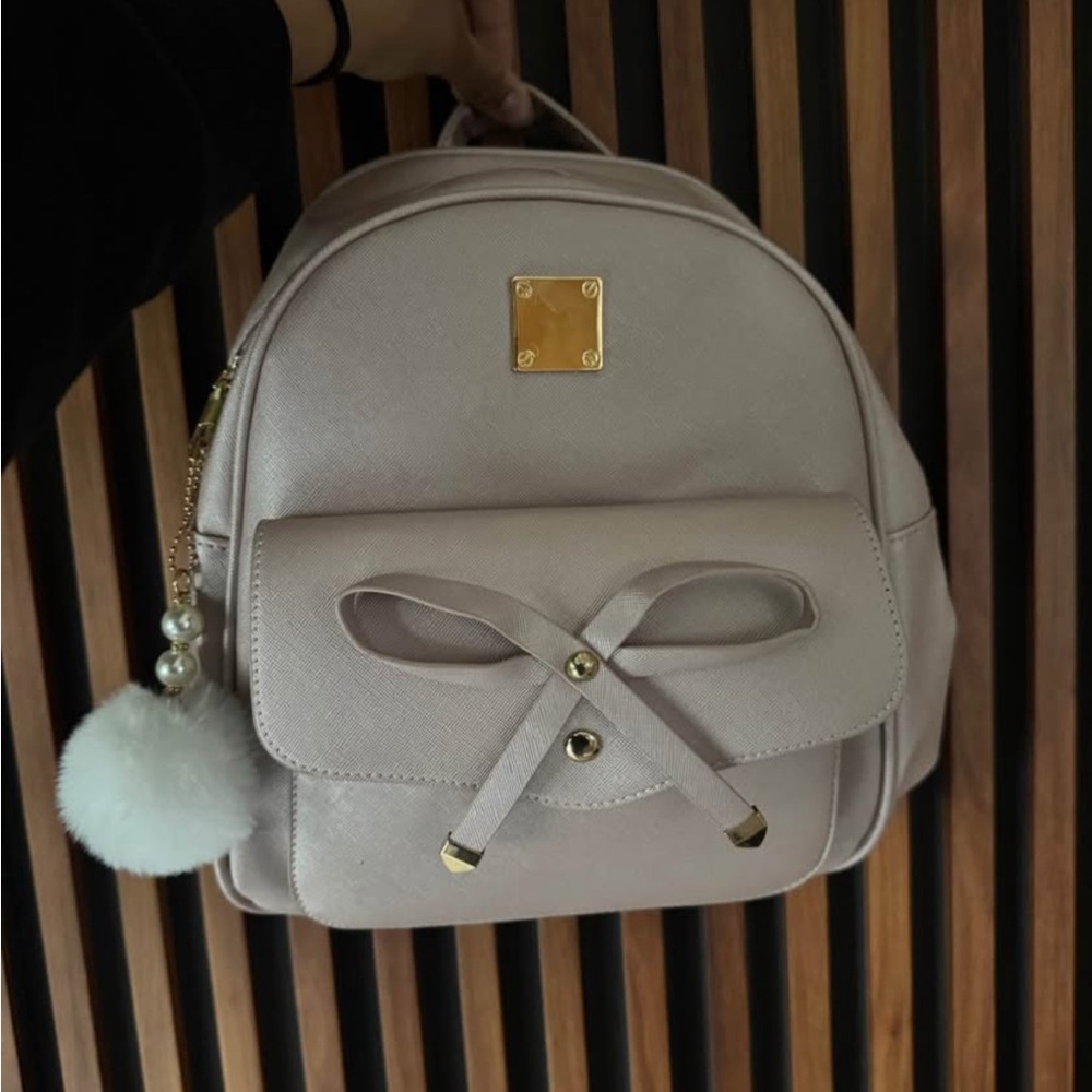 Elegant Pink Backpack with Bow Accent